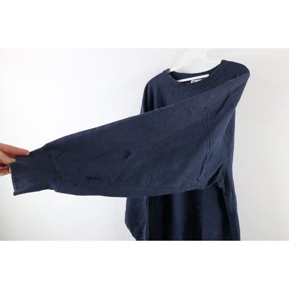 Vintage 80s Champion Reverse Weave 2XL Thrashed Crewneck Sweatshirt Navy USA - Picture 9 of 12